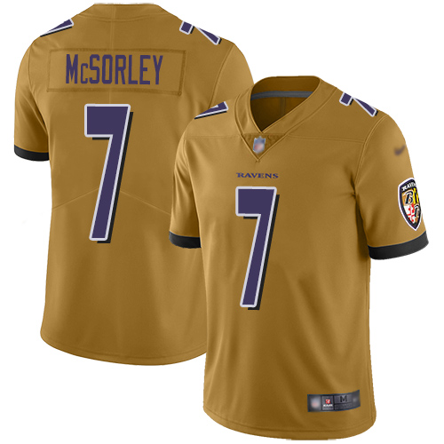 Baltimore Ravens Limited Gold Men Trace McSorley Jersey NFL Football #7 Inverted Legend->baltimore ravens->NFL Jersey
